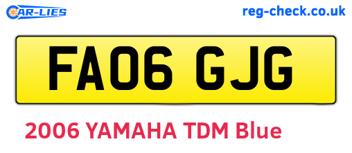 FA06GJG are the vehicle registration plates.