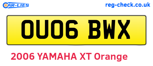 OU06BWX are the vehicle registration plates.