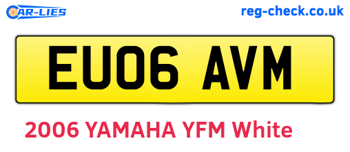 EU06AVM are the vehicle registration plates.