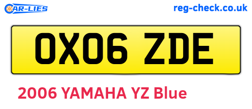 OX06ZDE are the vehicle registration plates.