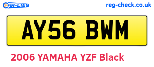 AY56BWM are the vehicle registration plates.