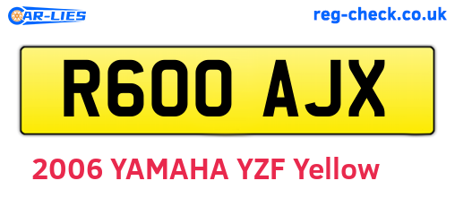 R600AJX are the vehicle registration plates.