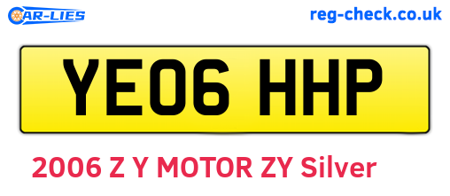 YE06HHP are the vehicle registration plates.