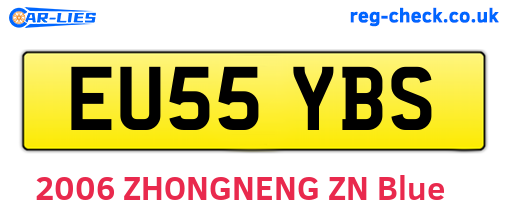 EU55YBS are the vehicle registration plates.