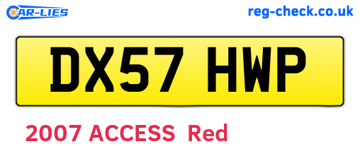DX57HWP are the vehicle registration plates.