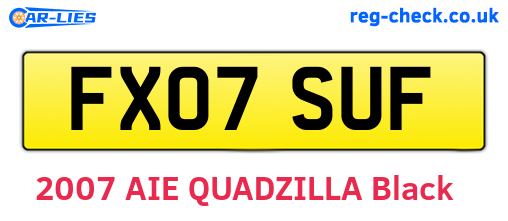 FX07SUF are the vehicle registration plates.