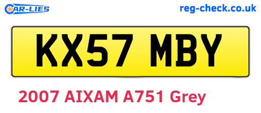 KX57MBY are the vehicle registration plates.