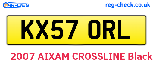 KX57ORL are the vehicle registration plates.