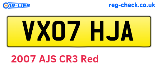 VX07HJA are the vehicle registration plates.