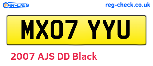 MX07YYU are the vehicle registration plates.