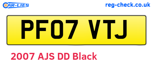 PF07VTJ are the vehicle registration plates.