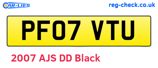 PF07VTU are the vehicle registration plates.