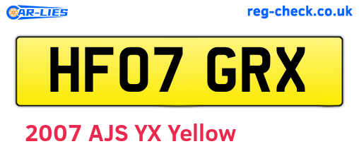 HF07GRX are the vehicle registration plates.