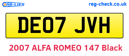 DE07JVH are the vehicle registration plates.
