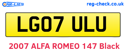 LG07ULU are the vehicle registration plates.