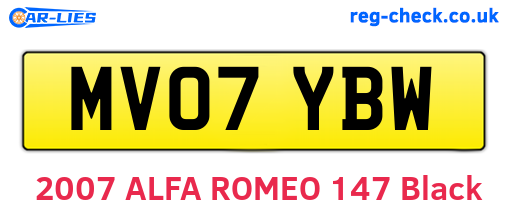 MV07YBW are the vehicle registration plates.