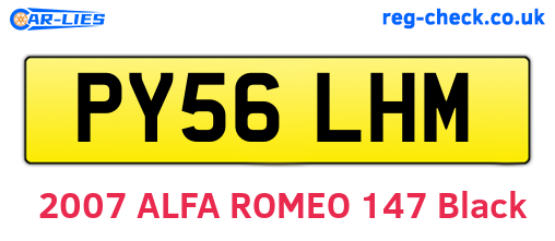 PY56LHM are the vehicle registration plates.