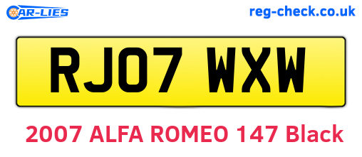 RJ07WXW are the vehicle registration plates.