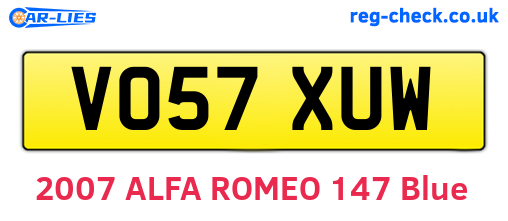 VO57XUW are the vehicle registration plates.