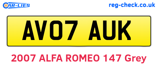 AV07AUK are the vehicle registration plates.