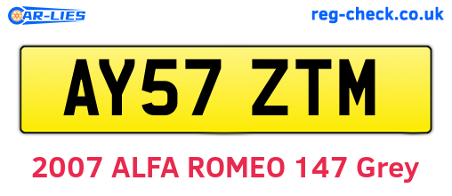AY57ZTM are the vehicle registration plates.