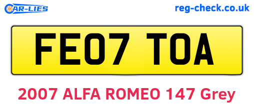 FE07TOA are the vehicle registration plates.