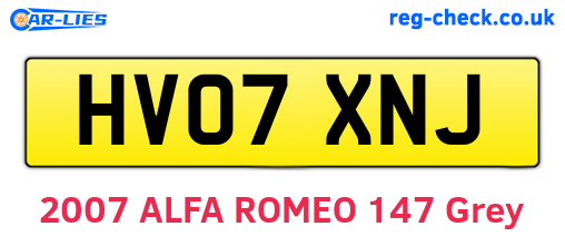 HV07XNJ are the vehicle registration plates.