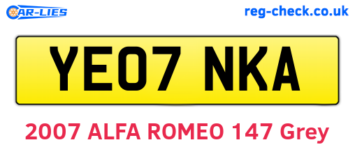 YE07NKA are the vehicle registration plates.