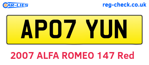 AP07YUN are the vehicle registration plates.