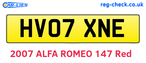 HV07XNE are the vehicle registration plates.