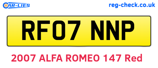 RF07NNP are the vehicle registration plates.