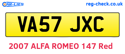VA57JXC are the vehicle registration plates.