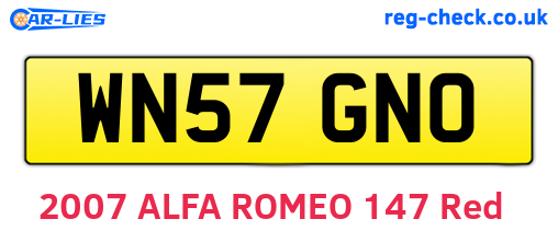 WN57GNO are the vehicle registration plates.
