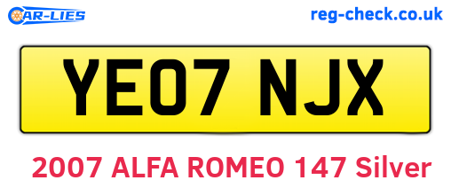 YE07NJX are the vehicle registration plates.