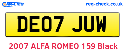 DE07JUW are the vehicle registration plates.