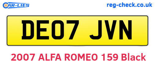 DE07JVN are the vehicle registration plates.
