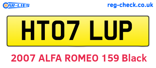 HT07LUP are the vehicle registration plates.