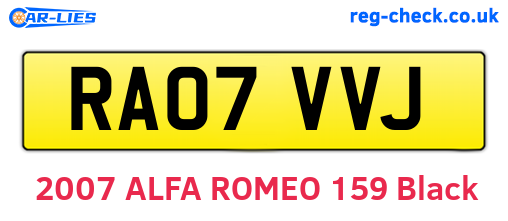 RA07VVJ are the vehicle registration plates.