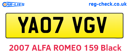 YA07VGV are the vehicle registration plates.