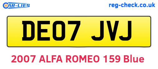 DE07JVJ are the vehicle registration plates.