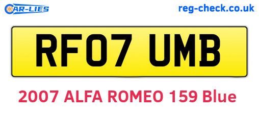 RF07UMB are the vehicle registration plates.