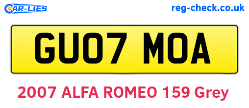 GU07MOA are the vehicle registration plates.