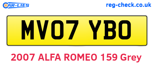MV07YBO are the vehicle registration plates.