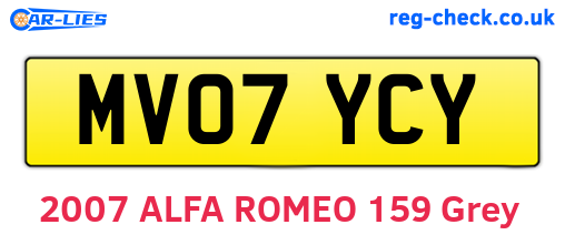 MV07YCY are the vehicle registration plates.