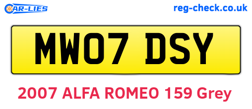 MW07DSY are the vehicle registration plates.