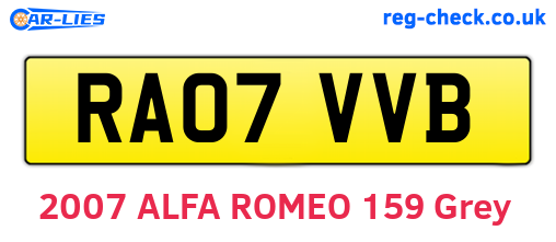 RA07VVB are the vehicle registration plates.
