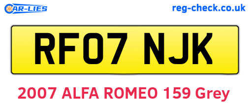 RF07NJK are the vehicle registration plates.