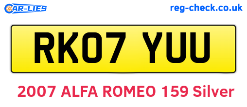 RK07YUU are the vehicle registration plates.