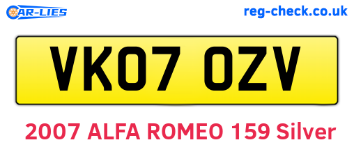 VK07OZV are the vehicle registration plates.