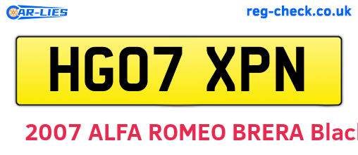 HG07XPN are the vehicle registration plates.